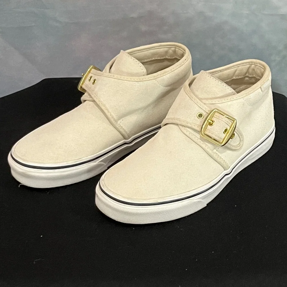 Vans‎ Suede Chukka MS Monk Strap Mid Top Sneakers Cream Gold Buckle Womens 6